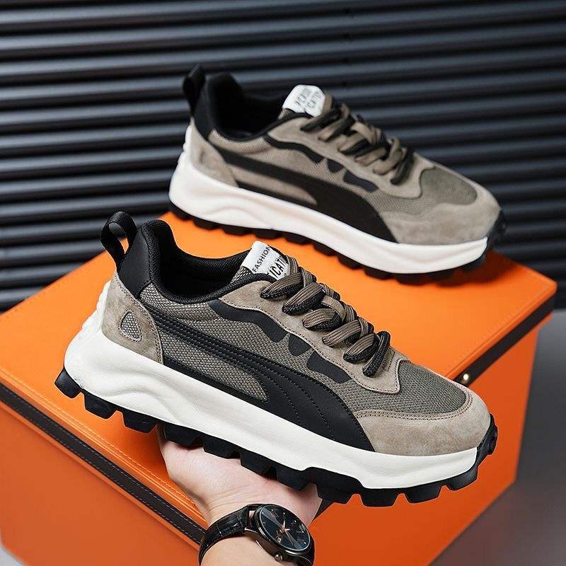 Men's Shoes Spring New Versatile Casual Trendy Korean Style Thick-Soled Height-Increasing Sneakers Casual Shoes Dad Shoes