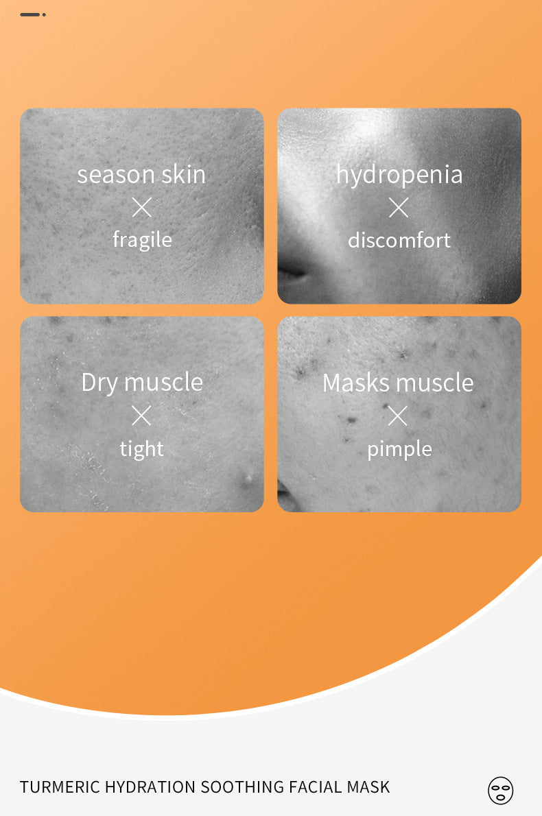 Full English Turmeric Mask SADOER Hydrating and Moisturizing Facial Mask Sheets  Foreign Trade Live Wholesale