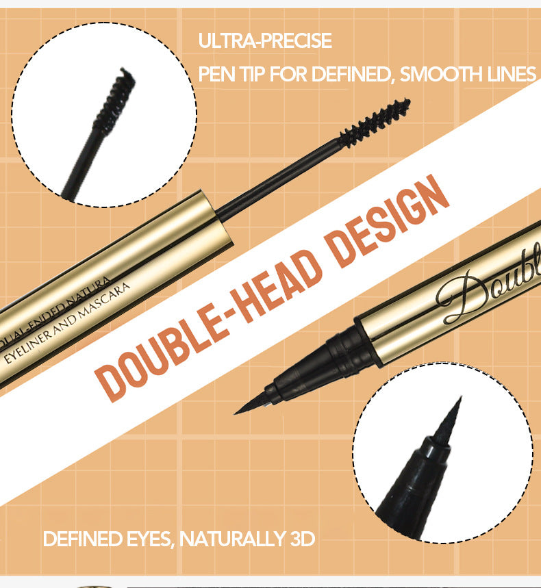 European Beauty Double-ended Natural Eyeliner+Curling Mascara Cream Two-in-One Quick-Drying Waterproof Non-Smudging
