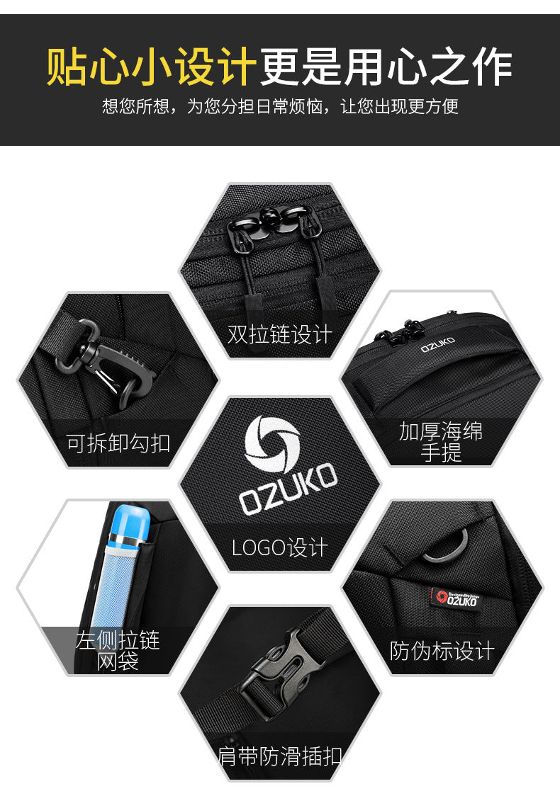 ozuko Business Backpack Men's Computer Backpack Large capacity simple trendy waterproof travel commuter bag