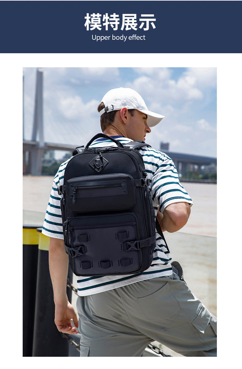 ozuko Men's Tactical Backpack Waterproof and Wear-Resistant Computer Backpack Outdoor Mountaineering Large Capacity Commuting Travel Bag