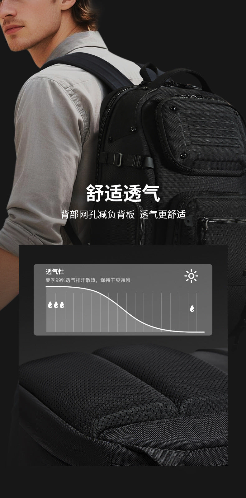 ozuko Business Backpack Men's Large Capacity Waterproof Computer Bag15.6Men's Commuter Backpack with High-End Feel