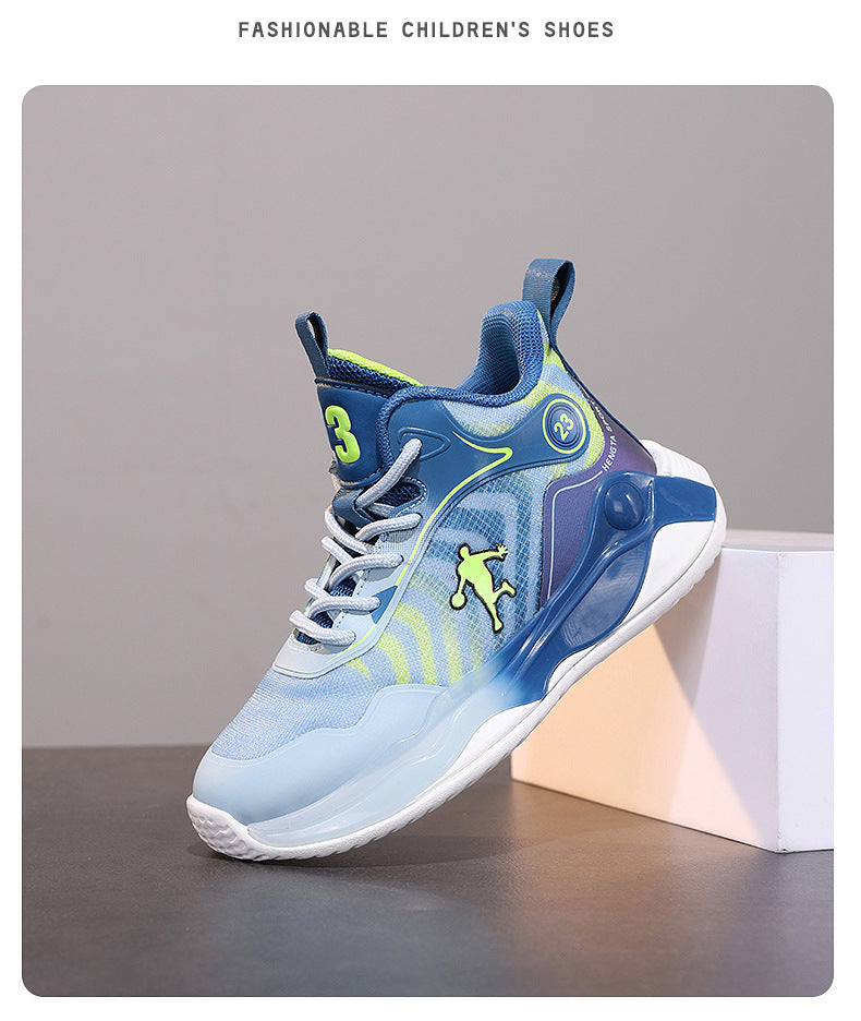 Big Kids Practical Basketball Shoes Children Professional Training Wear-Resistant Sneakers Mesh Breathable Non-Slip Running Sports Shoes