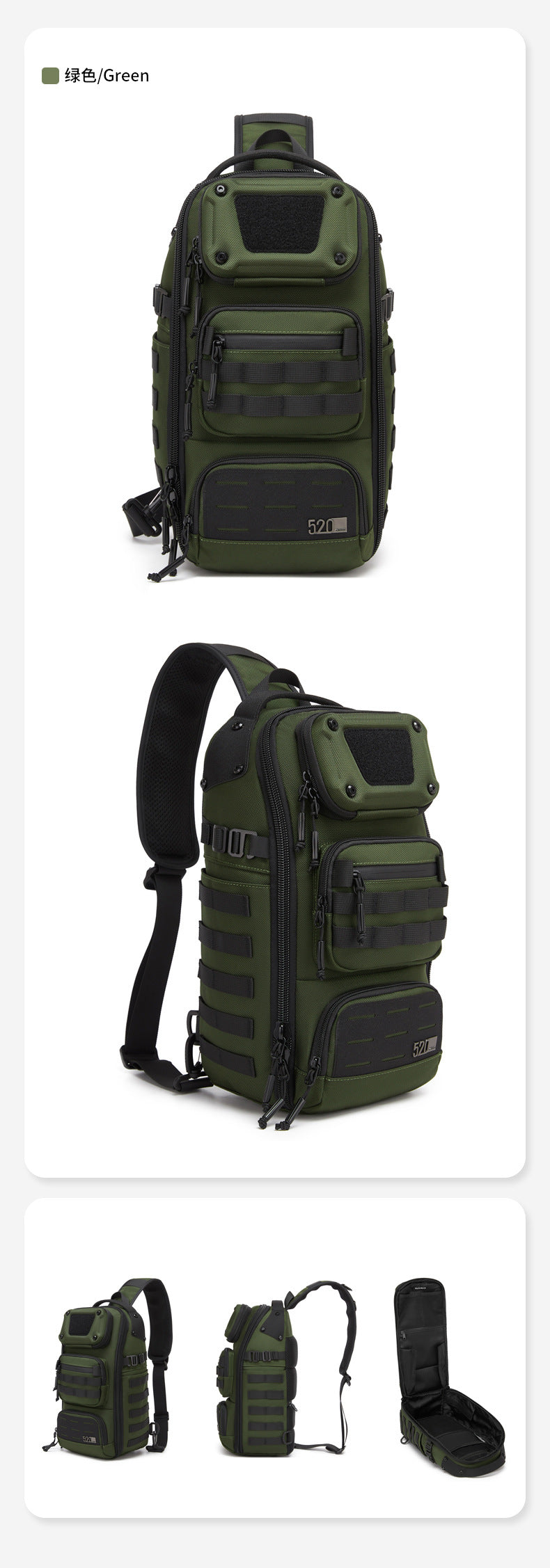ozuko Tactical Chest Bag Men's Crossbody Bag High-end Outdoor Waterproof Multi-Function Trendy Portable Shoulder Bag