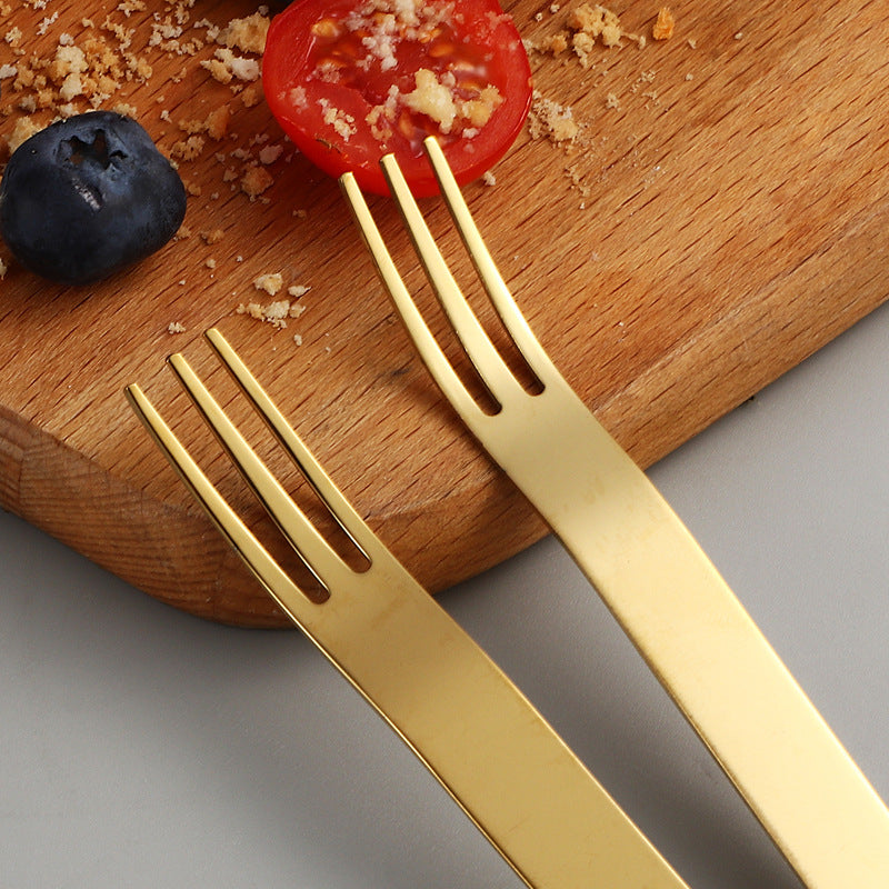 304Stainless Steel Fork Hotel Restaurant Fruit Fork with Base6Home Cake Dessert Fork Set