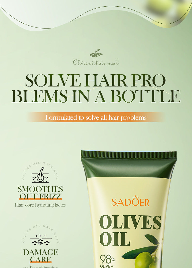 Olive Oil Hair Mask SADOER Repair Smooth Nourishing Hair Conditioner Cross-Border Wholesale