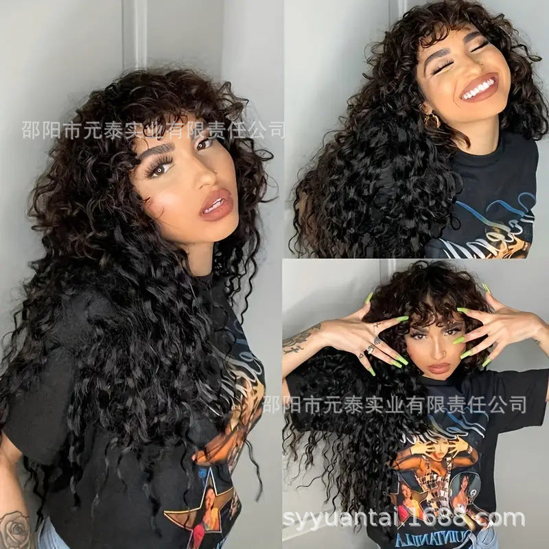Curly Wig With BangsVirgin Human Hair Wig Bangs For Women
