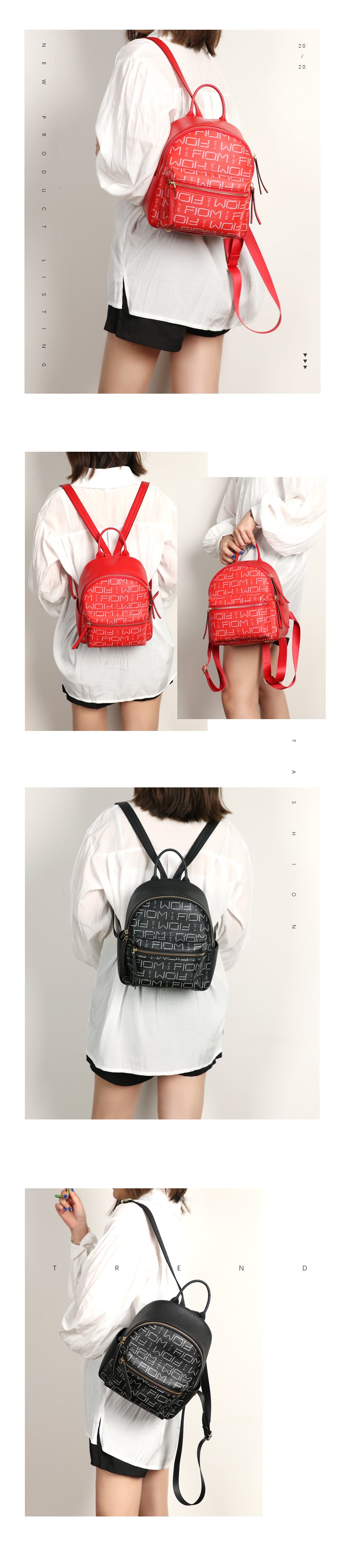 New Fashion Printed Women's Backpack Soft Leather Versatile Large Capacity Student School Bag Mom Travel Bag