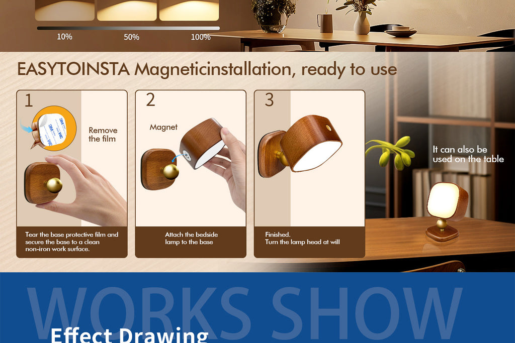 Square Solid Wood Sensor Light New Creative Cabinet Light Bedside Bedroom Smart LED Radar Human Body Night Light