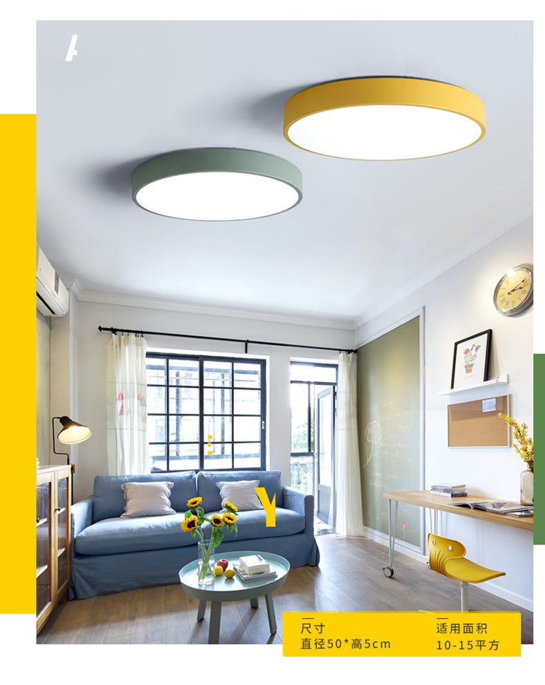 Macarons led Ceiling Light Round Modern Minimalist Bedroom Light Iron Art Ultra-thin Living Room Light Home Balcony Light