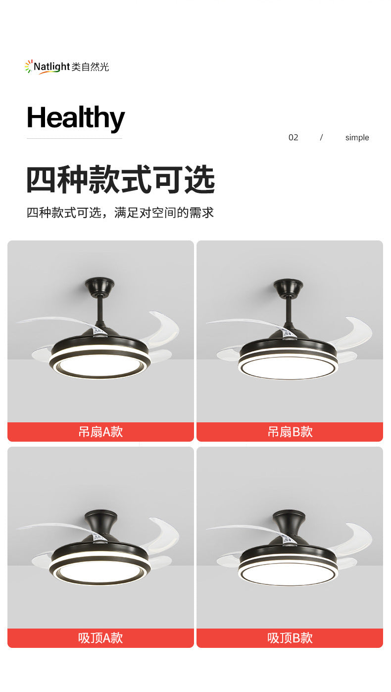 2025New Modern Minimalist Ceiling Fan Light Living Room With Electric Fan Chandelier Dining Room Bedroom421-inch Invisible Fan Light