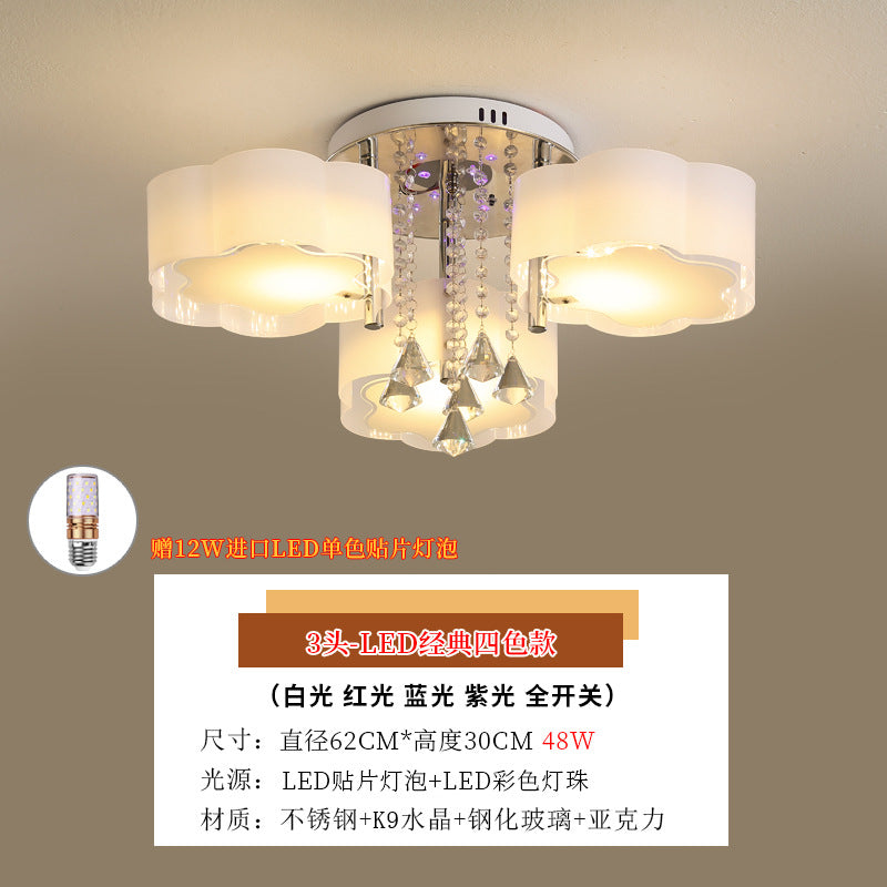 Living Room Lamp Crystal Lamp LED Ceiling Lamp Round Bedroom Lamp Simple Modern Elegant Home Dining Room Balcony Lighting