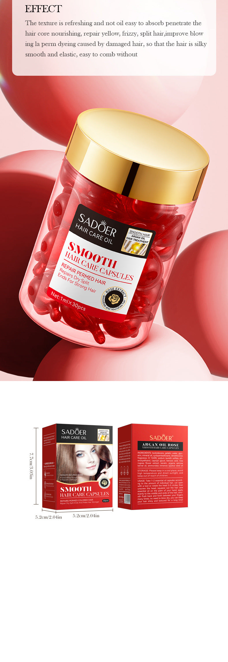 Full English Nut Oil Hair Care Capsules SADOER Improve Frizz Essential Oil Capsule Conditioner  Wholesale