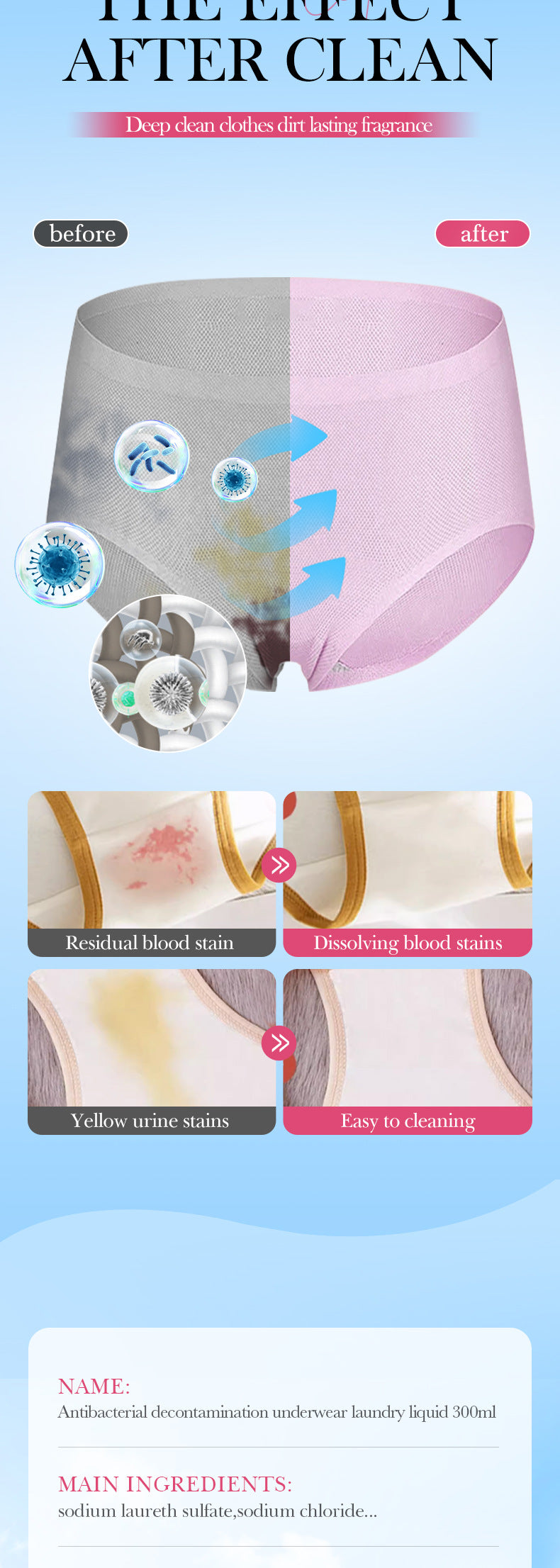 Full English Antibacterial Stain Removal Underwear Laundry Detergent SADOER  foreign trade wholesale of laundry detergent for cleaning clothes