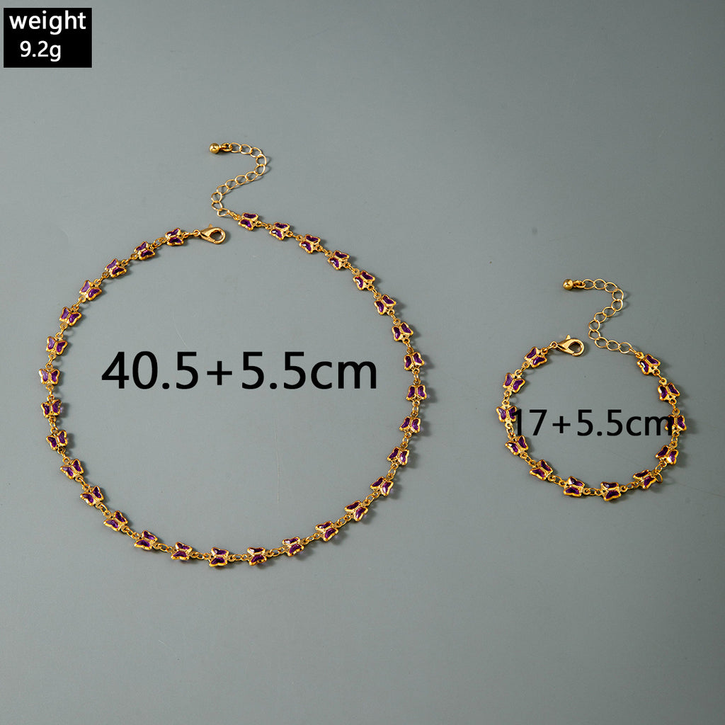 European and American New Style Green Zircon Niche Personality Retro Inlaid Diamond Short Necklace Collarbone Chain Choker chocker Female