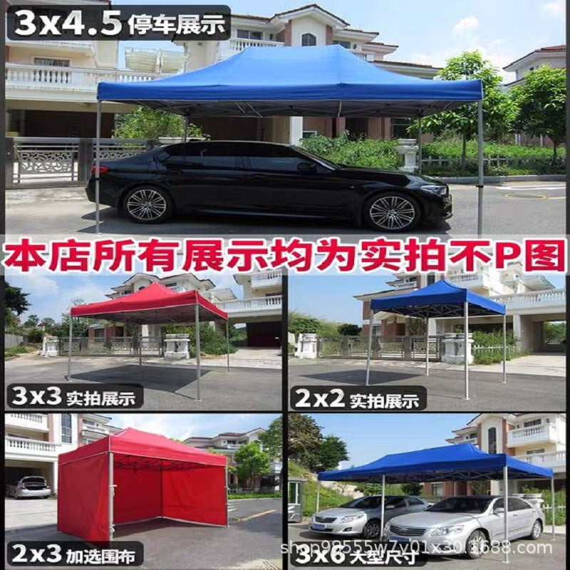 Outdoor Advertising Sunshade Folding Four-Corner Retractable Tent Advertising Umbrella Windproof Rainproof Stall Large Umbrella Four-Leg Tent
