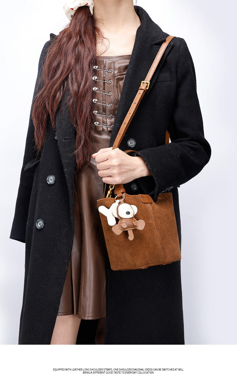 European and American Retro Melad Niche Matte Handheld Bucket Bag Fashion Women's Bag Light Luxury Single Shoulder Crossbody Bag