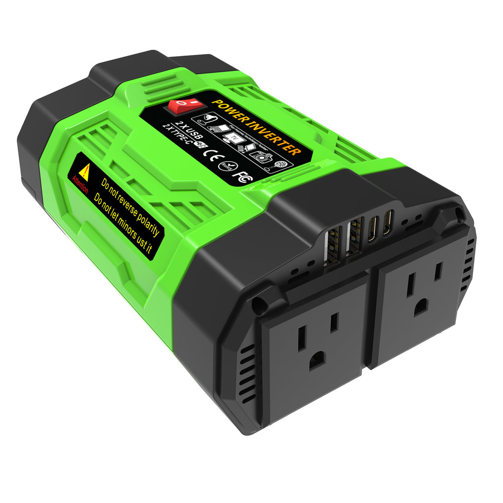 US Standard Socket Car Inverter200W 300W 600W12V Turn110V Dual Socket Dual USB Double Type-C
