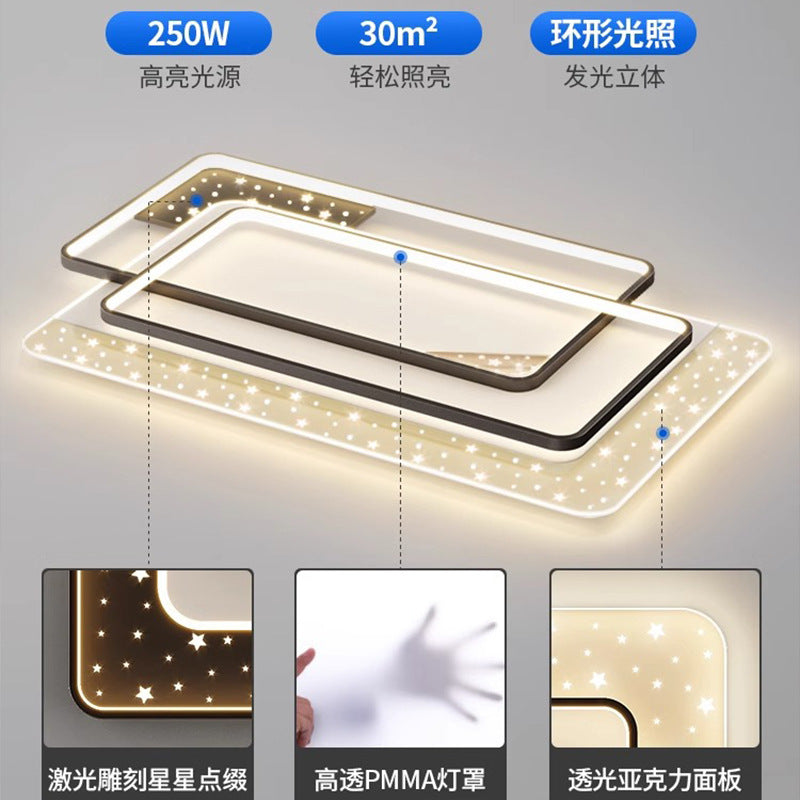 LED Light Luxury Living Room Main Light Starry Sky Restaurant Chandelier Modern Simple Nordic Bedroom Ceiling Light Full House Package