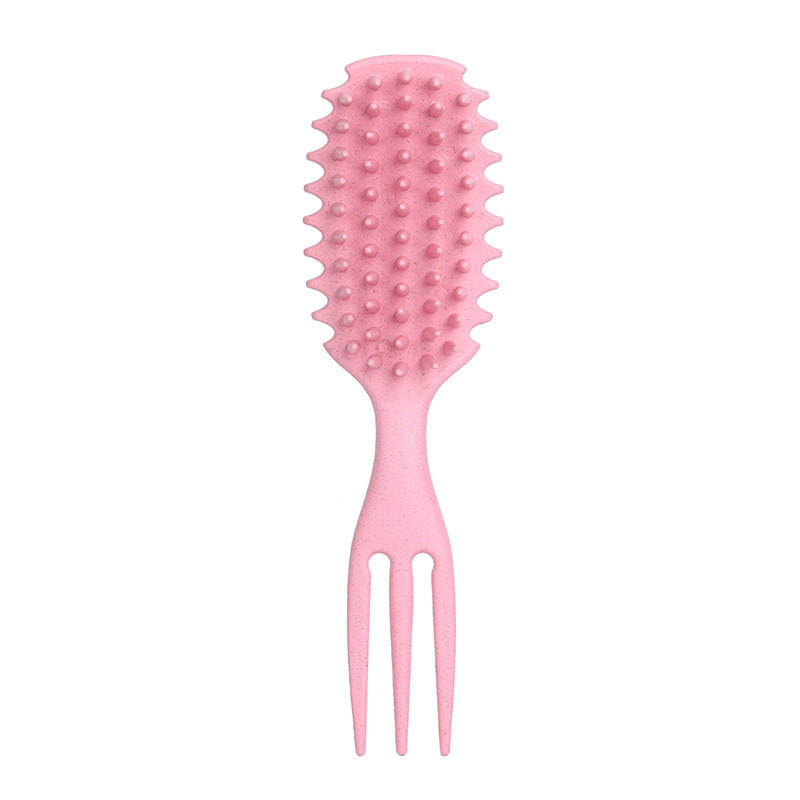 Curling Hair Special Three-Prong Comb Anti-Clumping Wide-Tooth Comb Smooth Hair Dry and Wet Dual-Use Comb Scalp Massage Hard-Tooth Hair Styling Comb