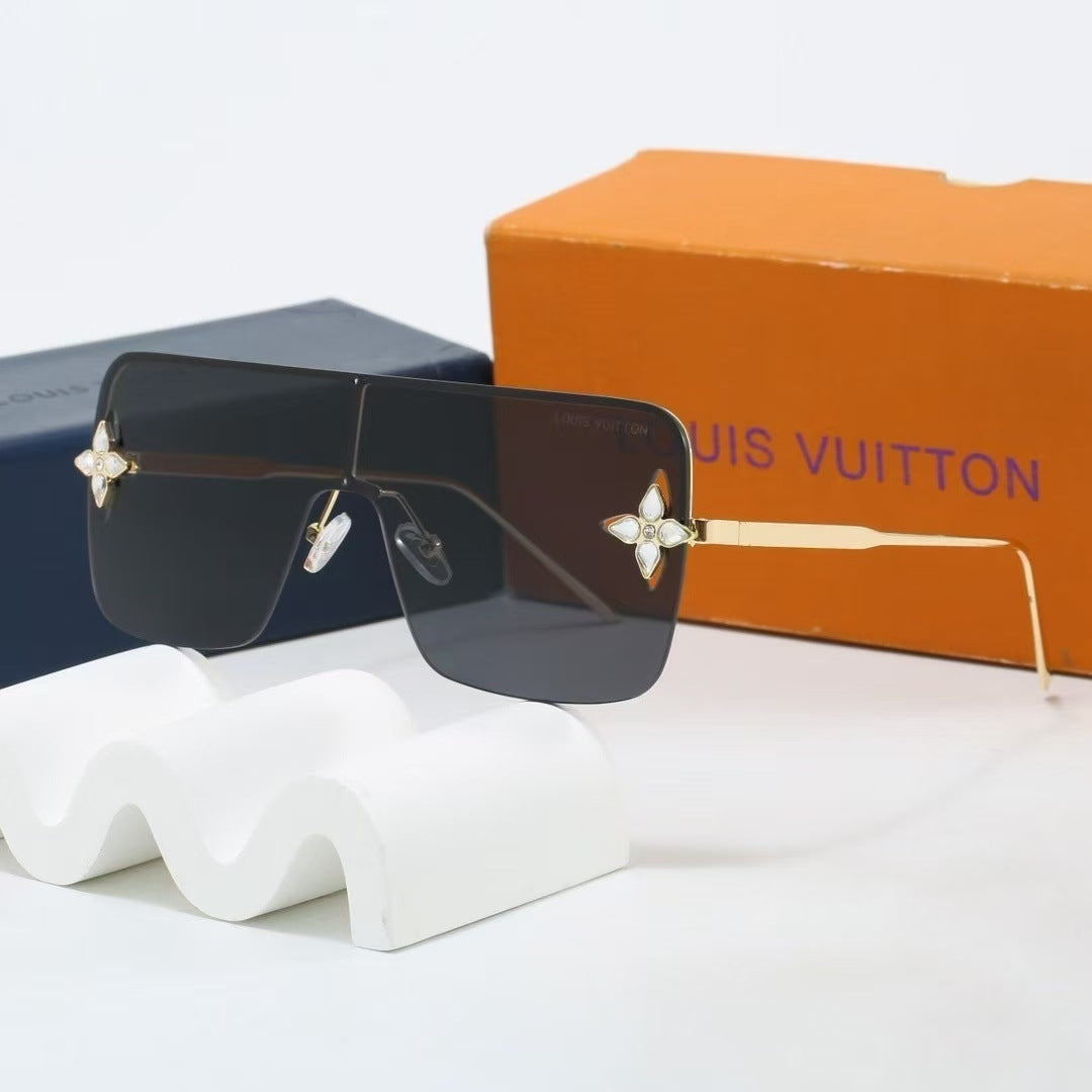 Lujia Fashion High-End Half-Frame Sunglasses with Rhinestone Decoration, High-Value for Parties, Shopping, Photos, and Daily Commuting OL
