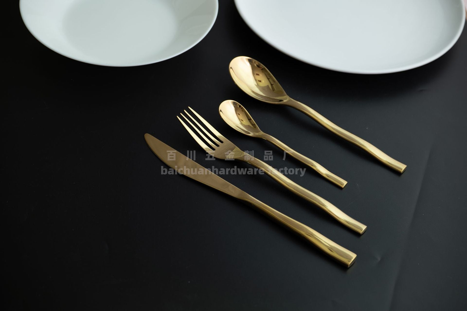 Nordic Style ins304Stainless Steel Steak Knife Fork Spoon Wave Pattern Creative Simple Western Dining Utensils Hotel Supplies Wholesale