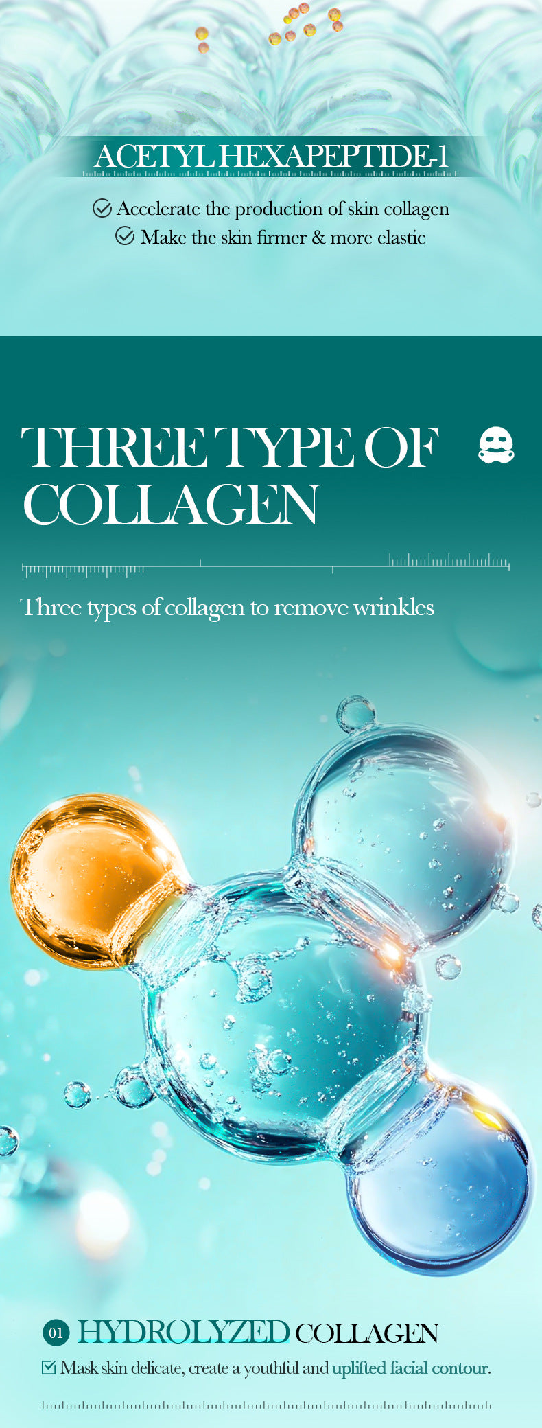 Full English Polypeptide Collagen Protein3D Lifting and Firming Face Mask SADOER Hydrating and Moisturizing Face Mask Wholesale