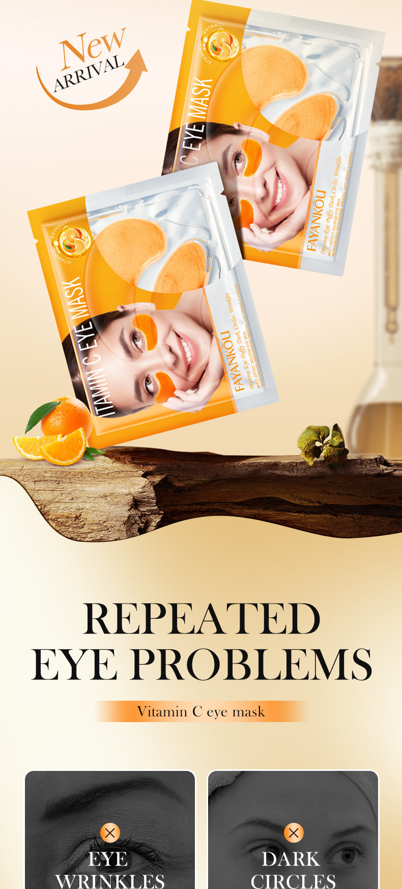 Eye Mask7.9g FAYANKOU24K Golden Aloe Vera Hydrating Nourishing Eye Mask Cross-Border Wholesale