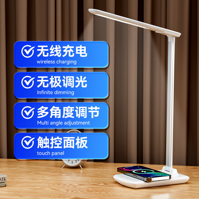 Factory Wholesale LED Smart Folding Desk Lamp Three Color Temperature Mobile Phone Wireless Charging Lighting Lamp Reading Eye Protection Lamp