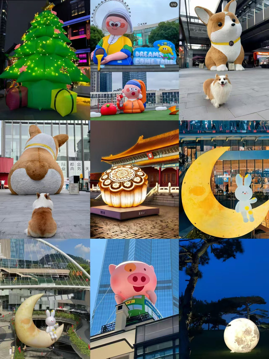 Inflatable Santa Claus Climbing Wall Doll Heart Flower Hot Air Balloon Store Opening Decoration Large Size