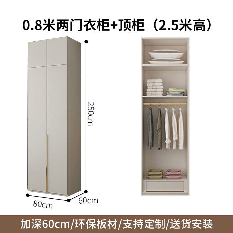 Custom Solid Wood Wardrobe for Home Bedroom Modern Simple Cream Style Hot-Selling Storage Cabinet One-Door to Ceiling Large Wardrobe
