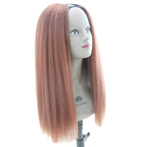 Factory Direct Sale V-part brown Yaki Straight Wig
