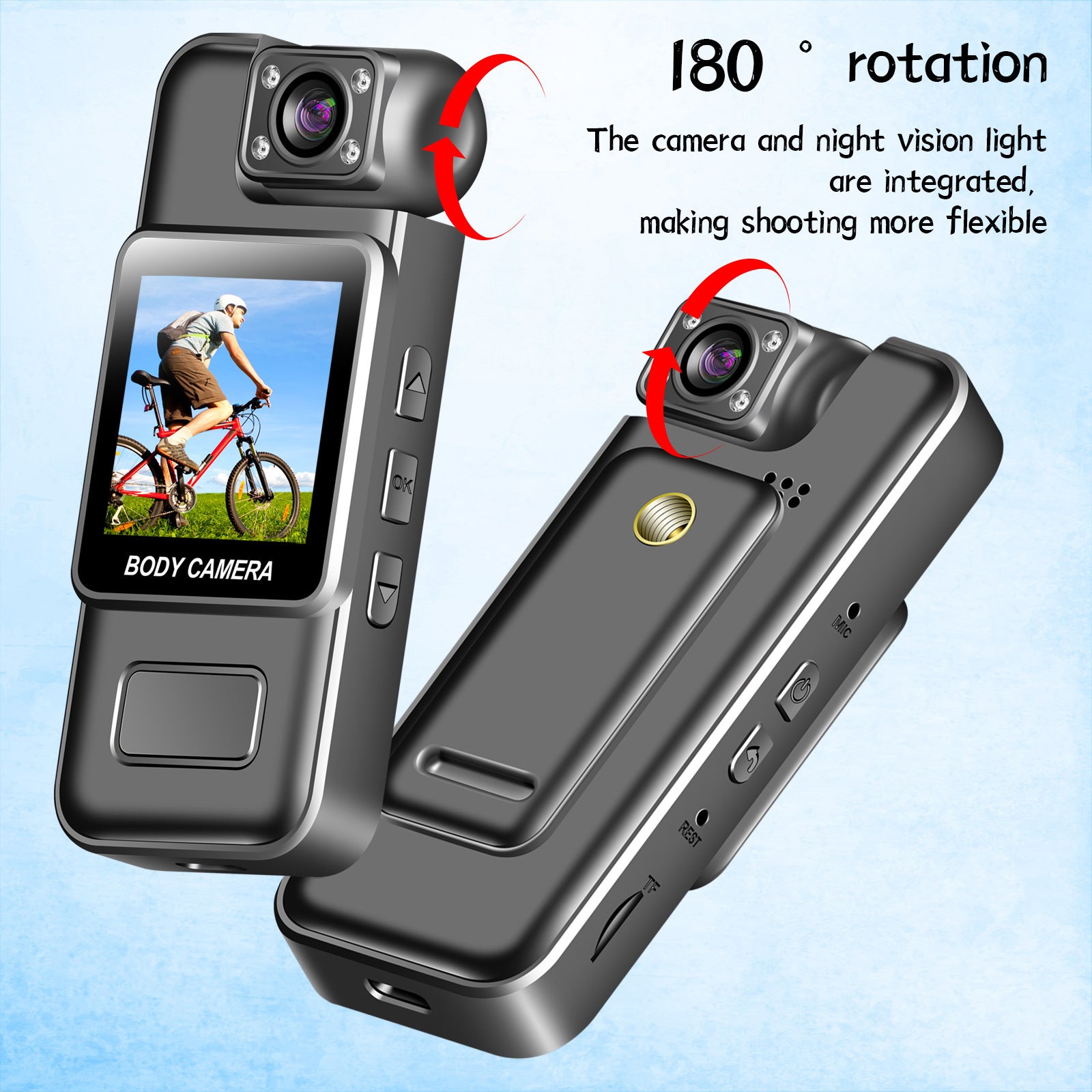 Portable Pocket Camera with Screen, Pocket Camcorder with Back Clip, HD Infrared Night Vision Portable Law Enforcement Camera