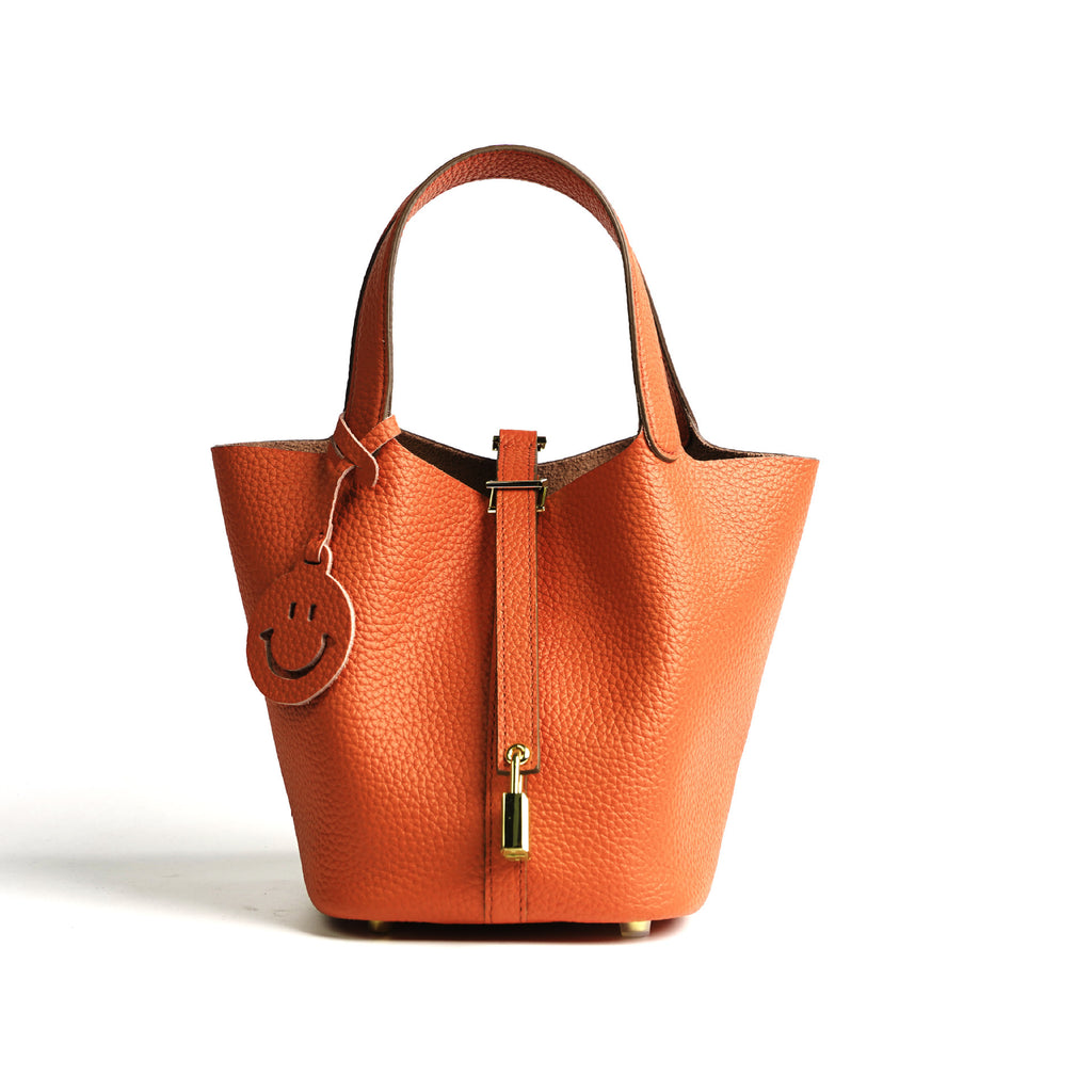 European and American New Hot-Selling Simple Women's Top Layer Cowhide Large Capacity Versatile Bucket Bag Handbag