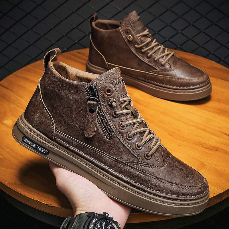 Men's Shoes2025New Spring Fleece-Lined Warm Men's Height-Increasing Casual Leather Shoes Spring Business Work British Style Trendy Shoes