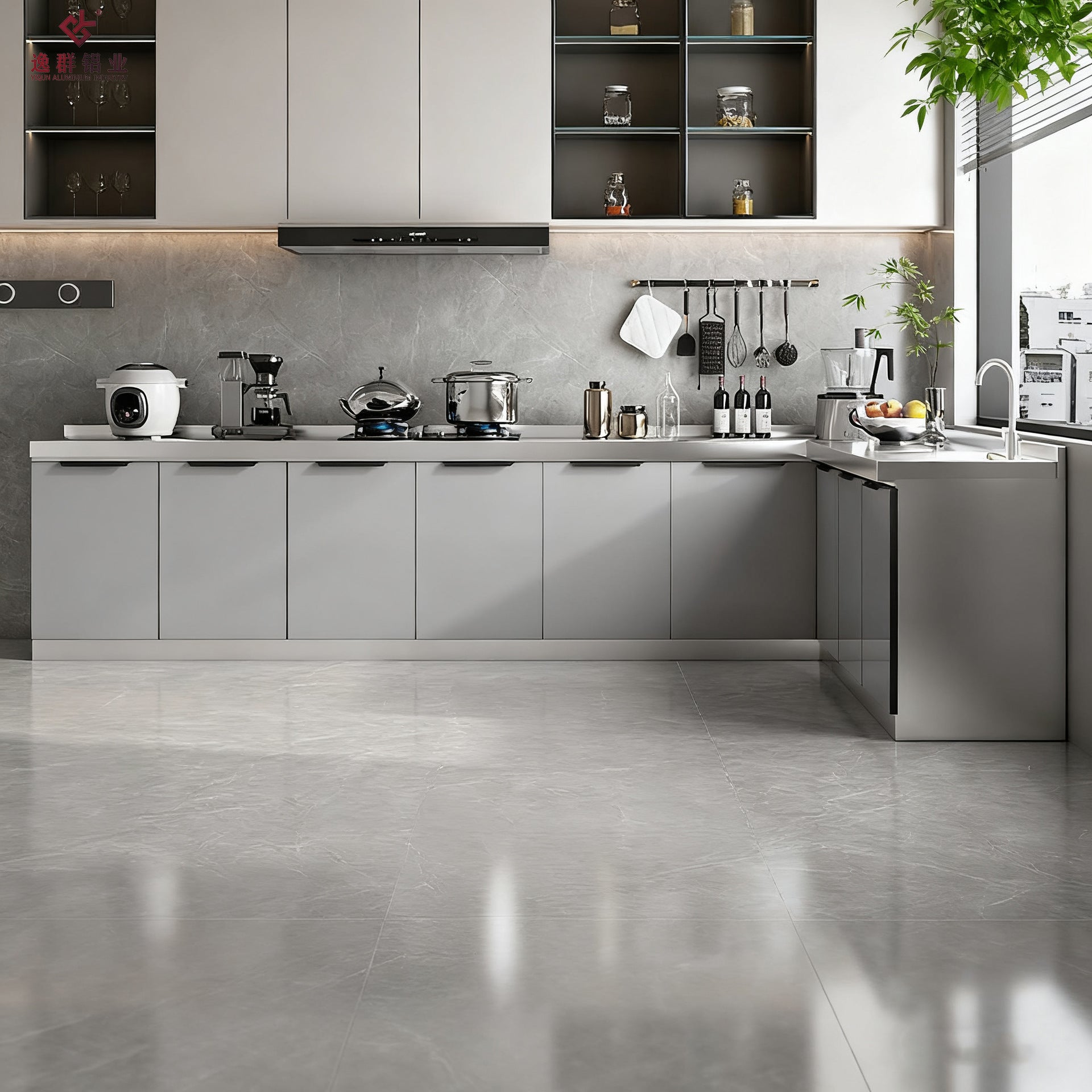 Custom Kitchen Cabinets Wall Cabinets Aluminum Alloy Modern Simple Waterproof Durable Home Combination Cabinets Overall