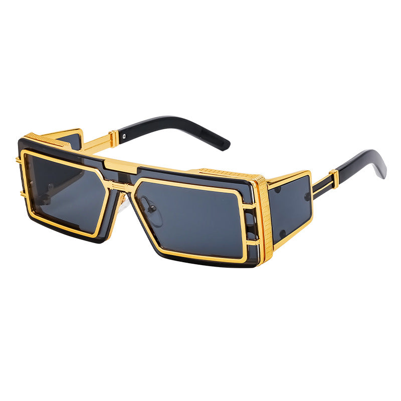 New Full Frame Glasses Men's Future Technology High-end Sense European and American fashion Square Frame Sunglasses Sunglasses shades