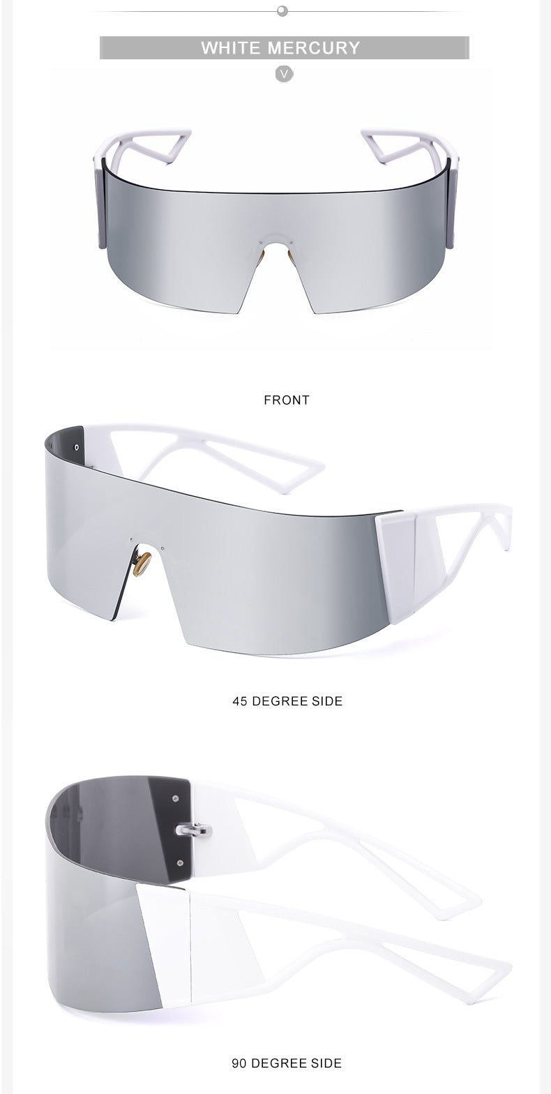 Outdoor Sports Cycling Glasses for Women, Colorful Integrated Windproof Sunglasses, Trendy European and American Style, Large Frame Sunshade and Sun Protection Sunglasses