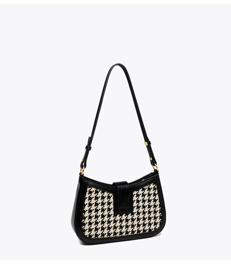 Houndstooth Crossbody Bag Baguette Underarm Bag Spring Autumn Women's Bag Small Square Bag Niche Versatile Commuter Handbag Shoulder Bag