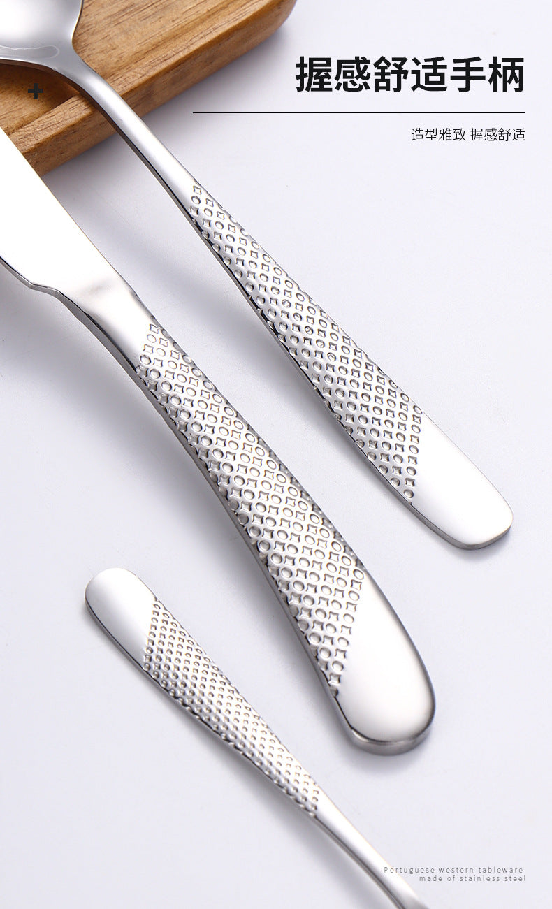 Stainless Steel Western Cutlery Star Diamond Knife Fork Spoon24Western-style Steak Knife, Fork, and Spoon Gift Set