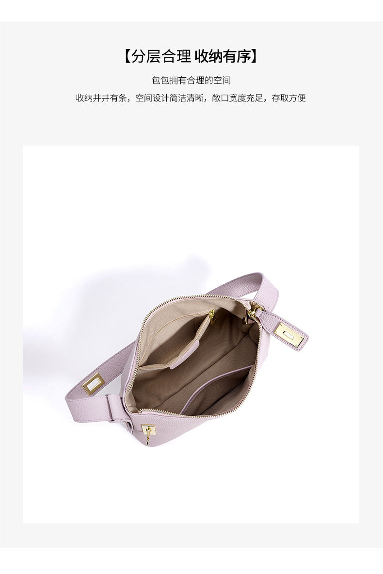 European and American High-End Luxury Handbag for Women, Niche Design, Underarm, Single Shoulder, Crossbody, Dumpling Shape, Genuine Leather, Cowhide, Pillow Bag