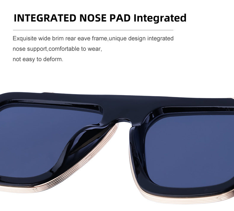 European and American Retro Square Frame Sunglasses for Men, Trendy European and American Punk Style, Internet Celebrity Same Style Sunglasses for Women ins Wind shades