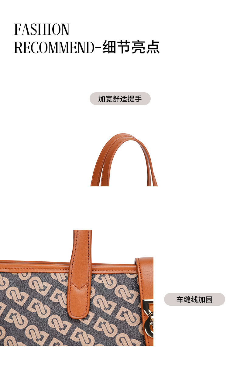 Original Design Retro Print Tote Bag for Work Commute Large Capacity Shoulder Bag Niche Versatile Fashion Handbag