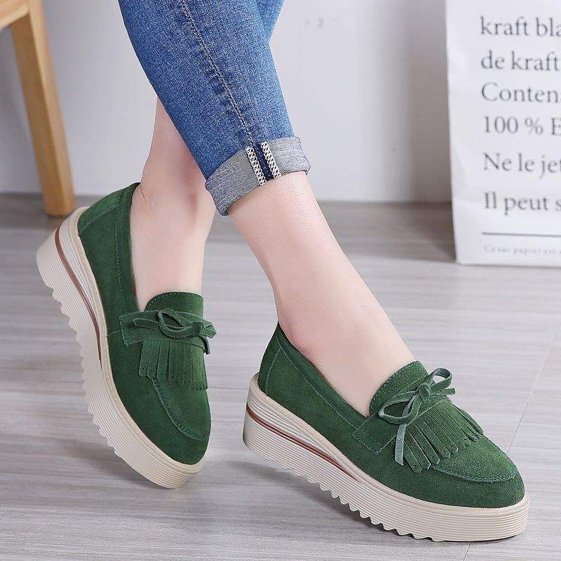 VIVIDENT New Spring and Autumn Platform Shoes for Women, Thick Sole Wedge, Large Size Slip-On Casual Mom Shoes