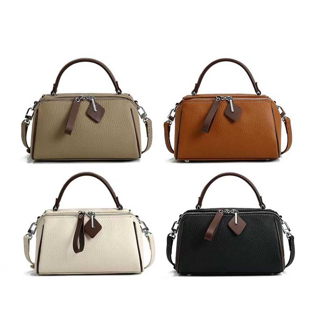 Niche Color-Block Genuine Leather Handbag for Women2025New Fashion Versatile Pillow Bag Stylish Single Shoulder Crossbody Bag