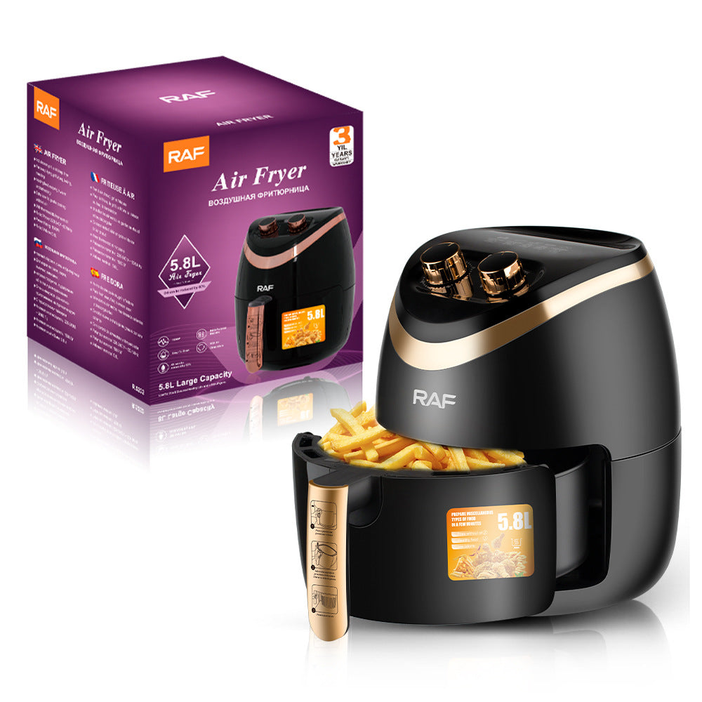 RAF European style air fryer for home use with large capacity Multifunctional Smart French Fries Fully Automatic Fryer 5.8L