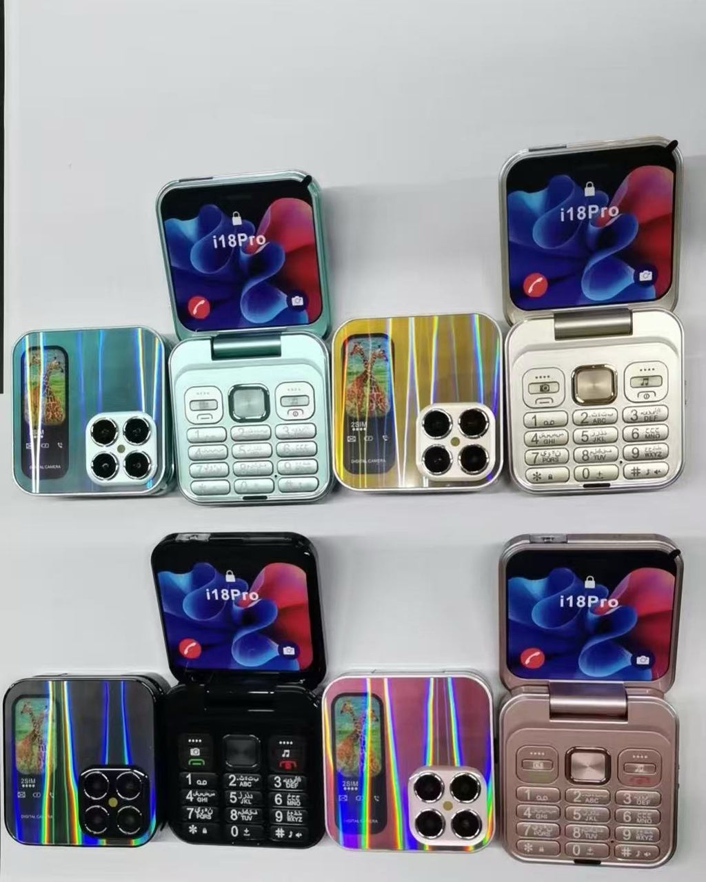 Mini flip Phone New i18pro Flip Phone2.4Dual SIM2G Button Folding Phone