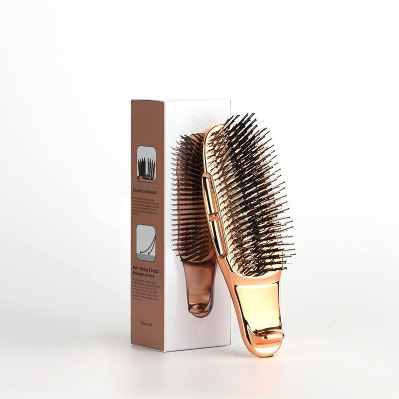 Cross-Border Electroplated Meridian Massage Comb Round Bead Three-Stage Comb Teeth Smooth Hair Anti-Tangle Dry and Wet Dual-Use Fine Needle Portable Comb