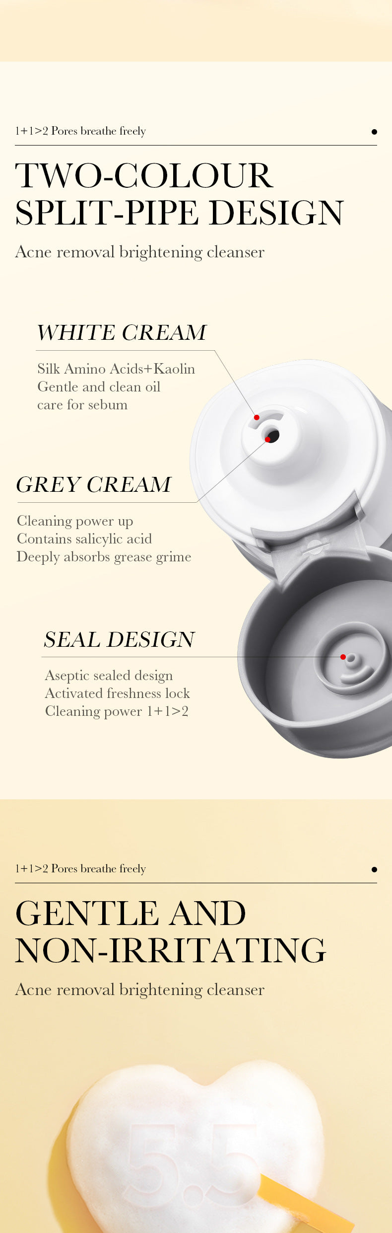 Facial Cleanser SADOER Salicylic Acid Amino Acid Double Effect Cleansing Cleanser Cross-Border Foreign Trade Wholesale