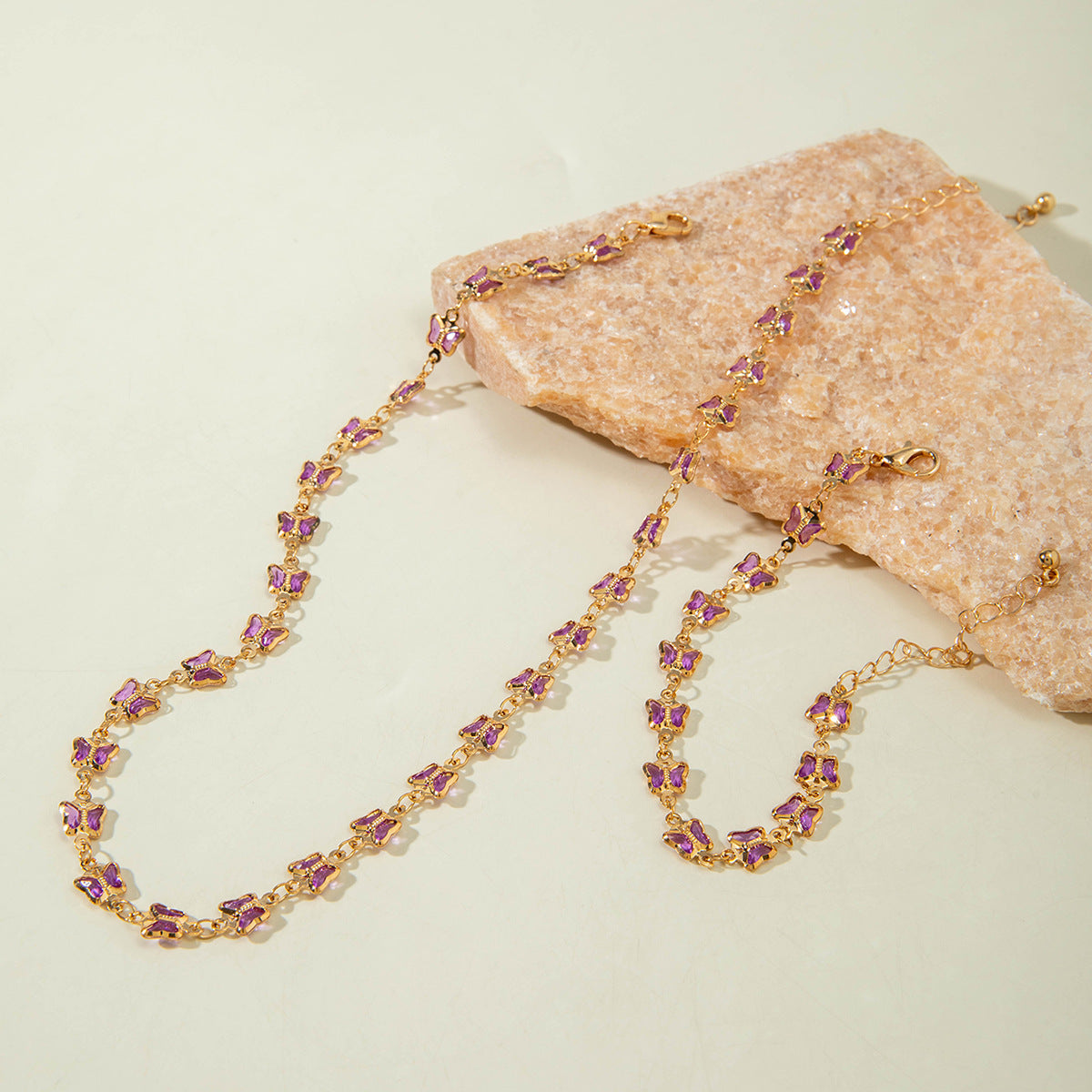 European and American New Style Green Zircon Niche Personality Retro Inlaid Diamond Short Necklace Collarbone Chain Choker chocker Female